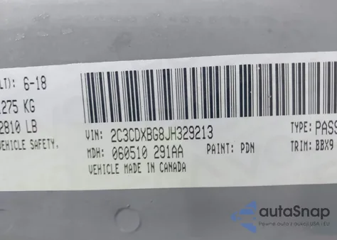 2018 Dodge Charger Sxt Rwd from USA, damaged, VIN 2C3CDXBG8JH329213